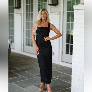 These Three Boutique Black Linen Maxi Dress